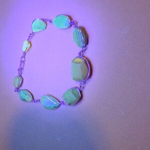 Vintage Amber (Multicolor Pieces) and Gold or Gold-Tone Wire Link Bracelet